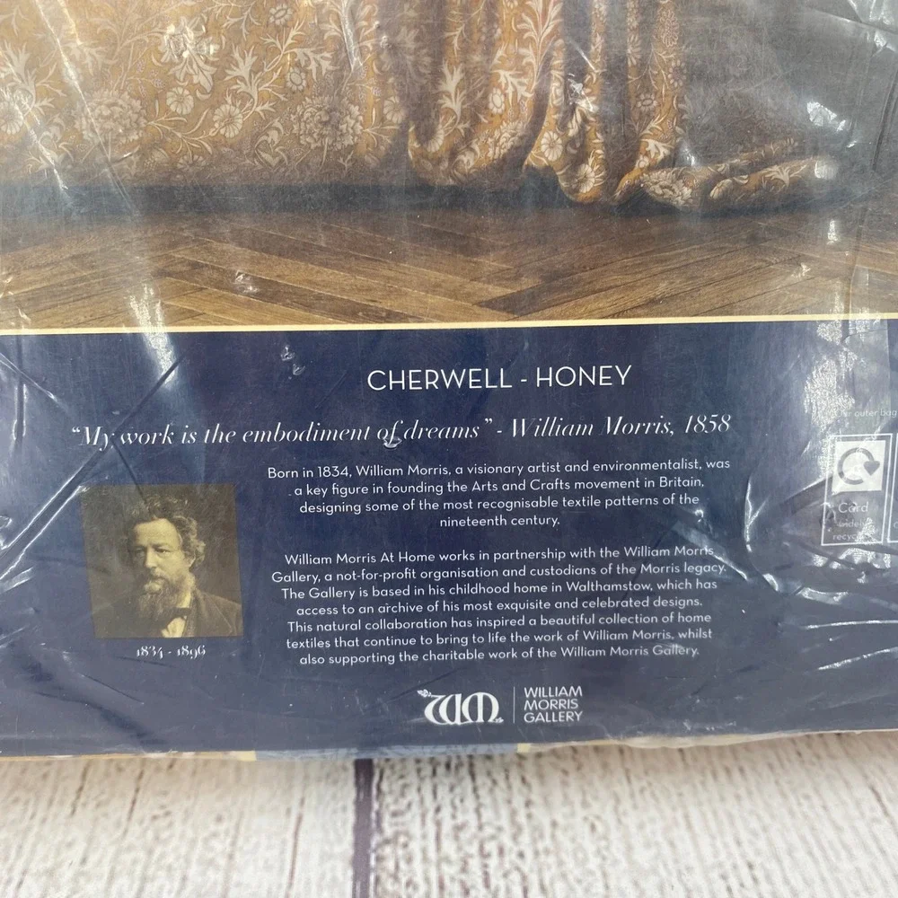 William Morris Duvet Set King Cherwell Honey Yellow Floral Cotton Percale Earthy